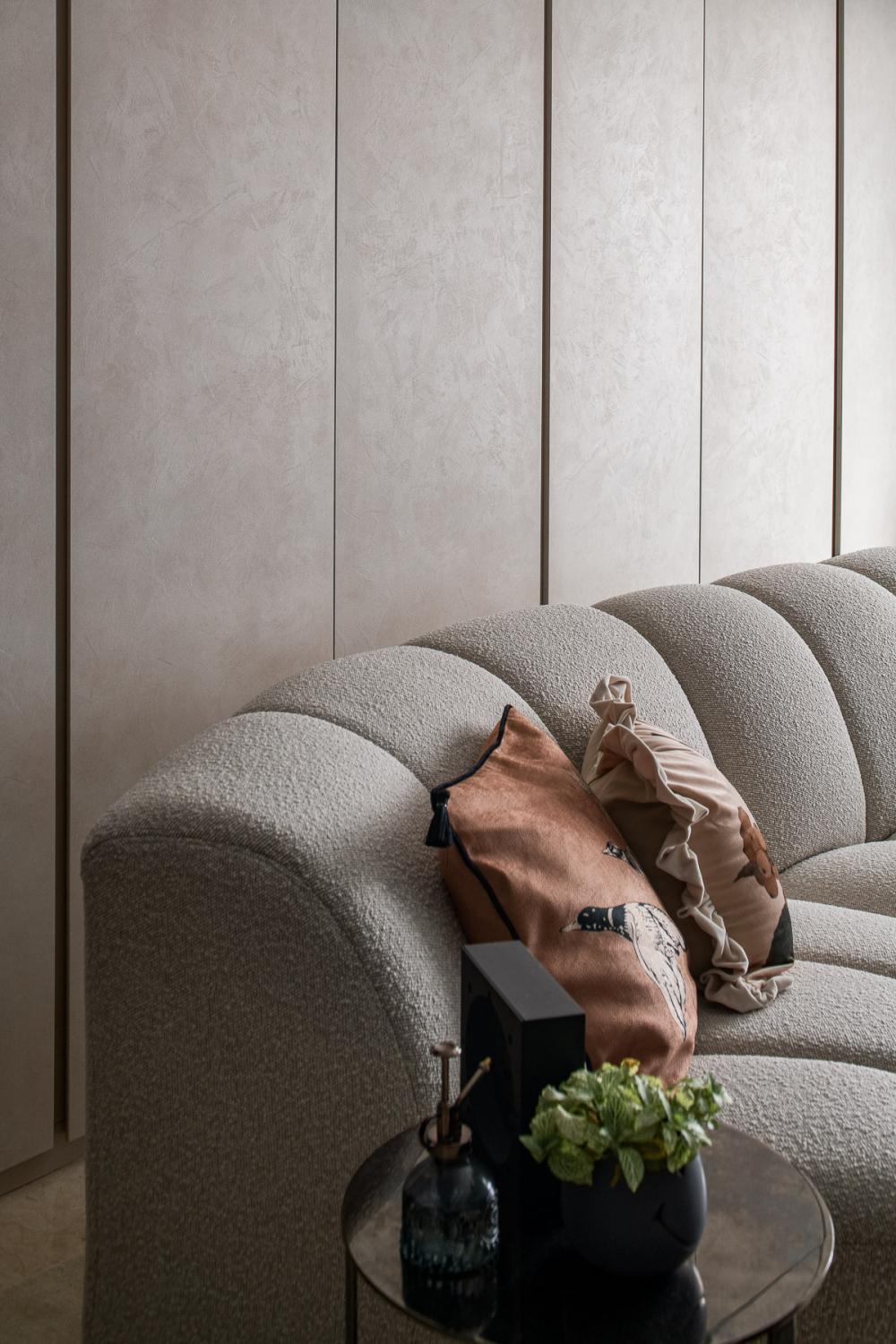 Eclectic Living Room with Feature Wall and Sofa