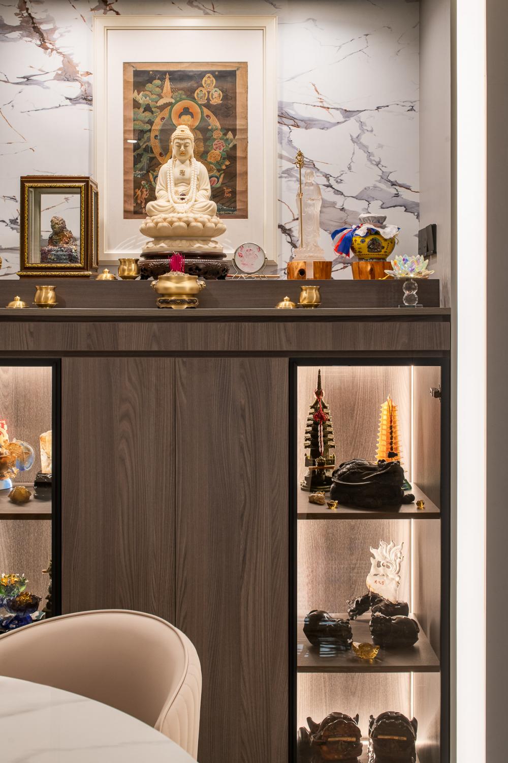 Contemporary Hallway with Bookshelf and Console Table