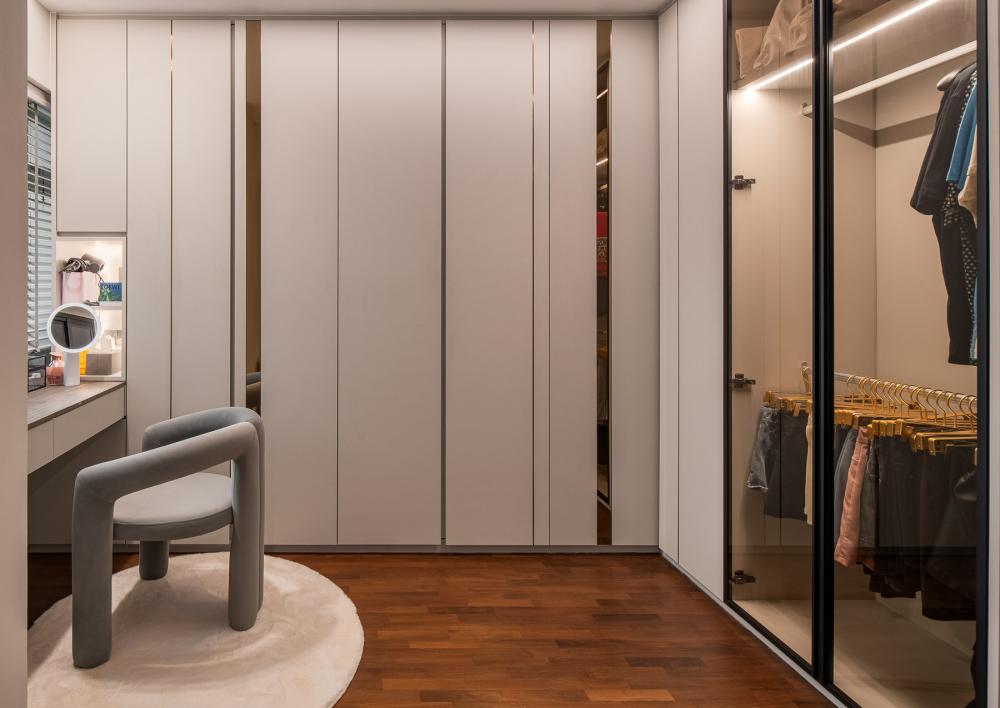 Contemporary Bedroom with Parquet Floor and Wardrobe