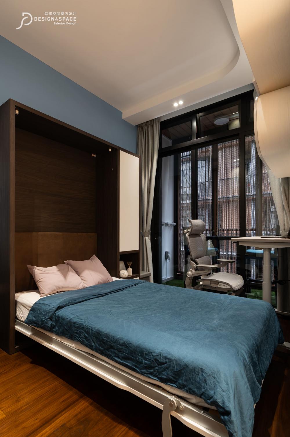 Contemporary Bedroom with Vinyl Flooring and Wardrobe