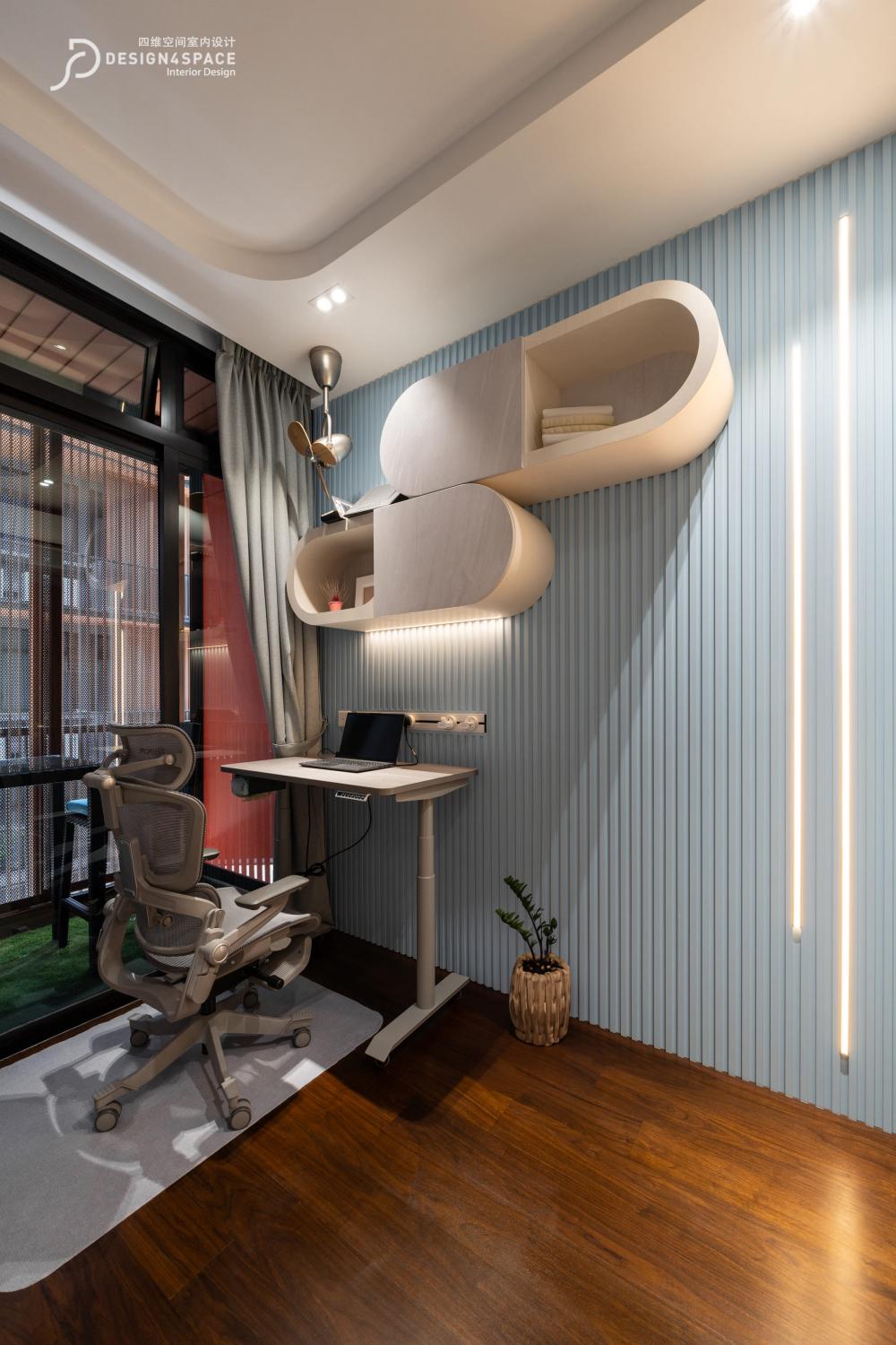 Contemporary Study with Desk Chairs and Storage Cabinets