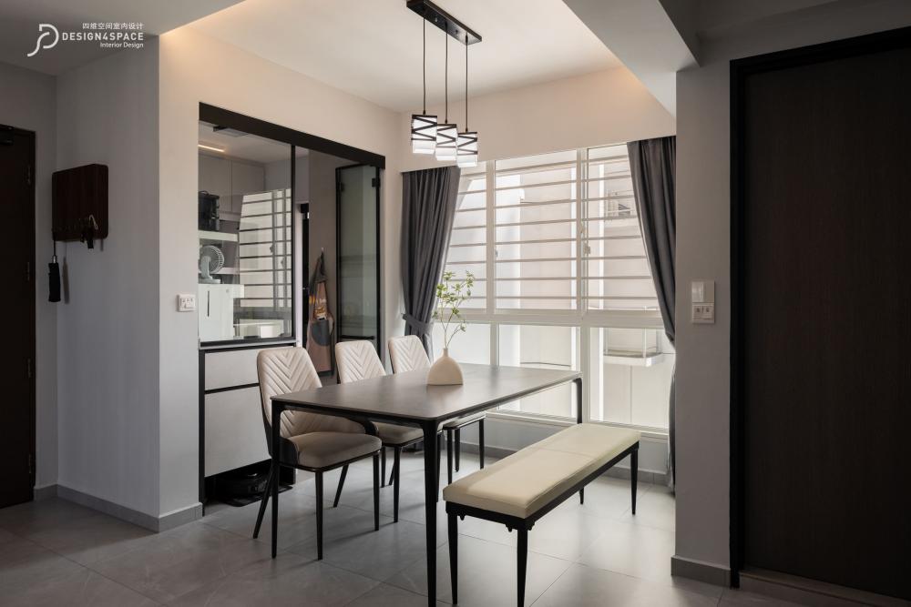 Modern Dining Room with Drop Light and Cove Lighting