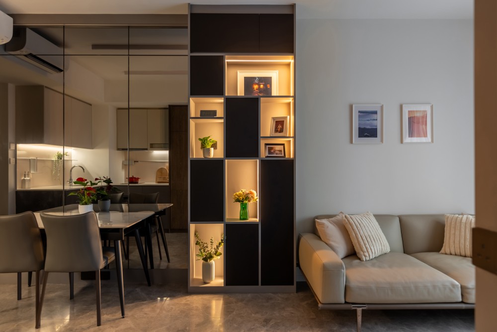 Modern Living Room with Sofa and Dining Table
