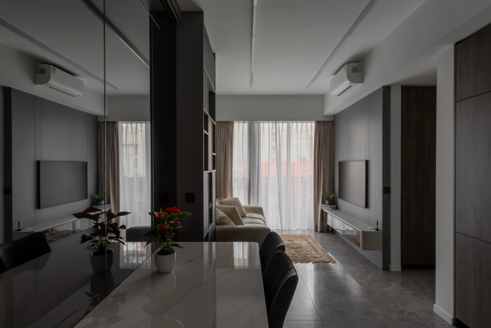 Modern Living Room with TV Console and Feature Wall