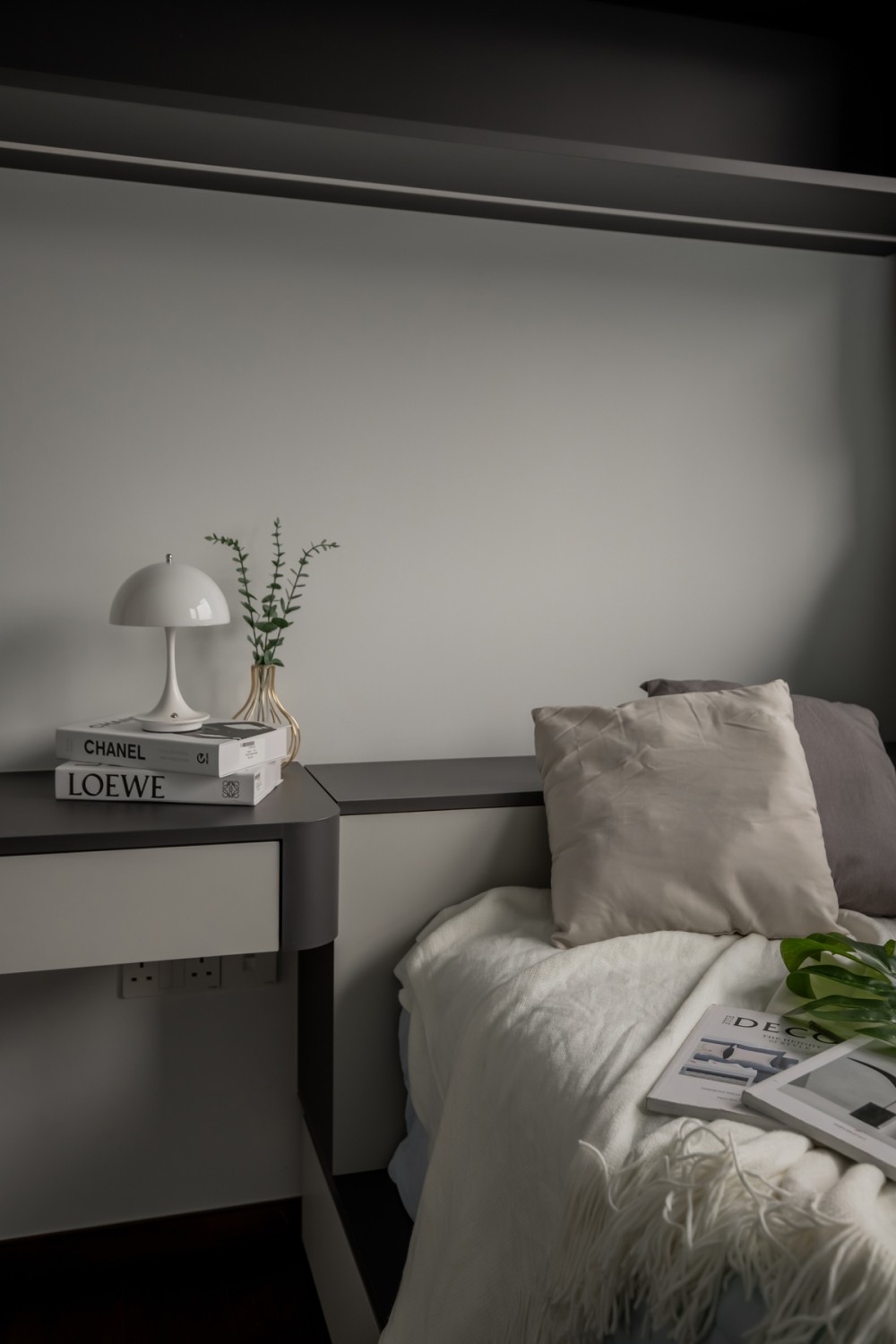 Modern Bedroom with Built-in Bed and Bedside Table