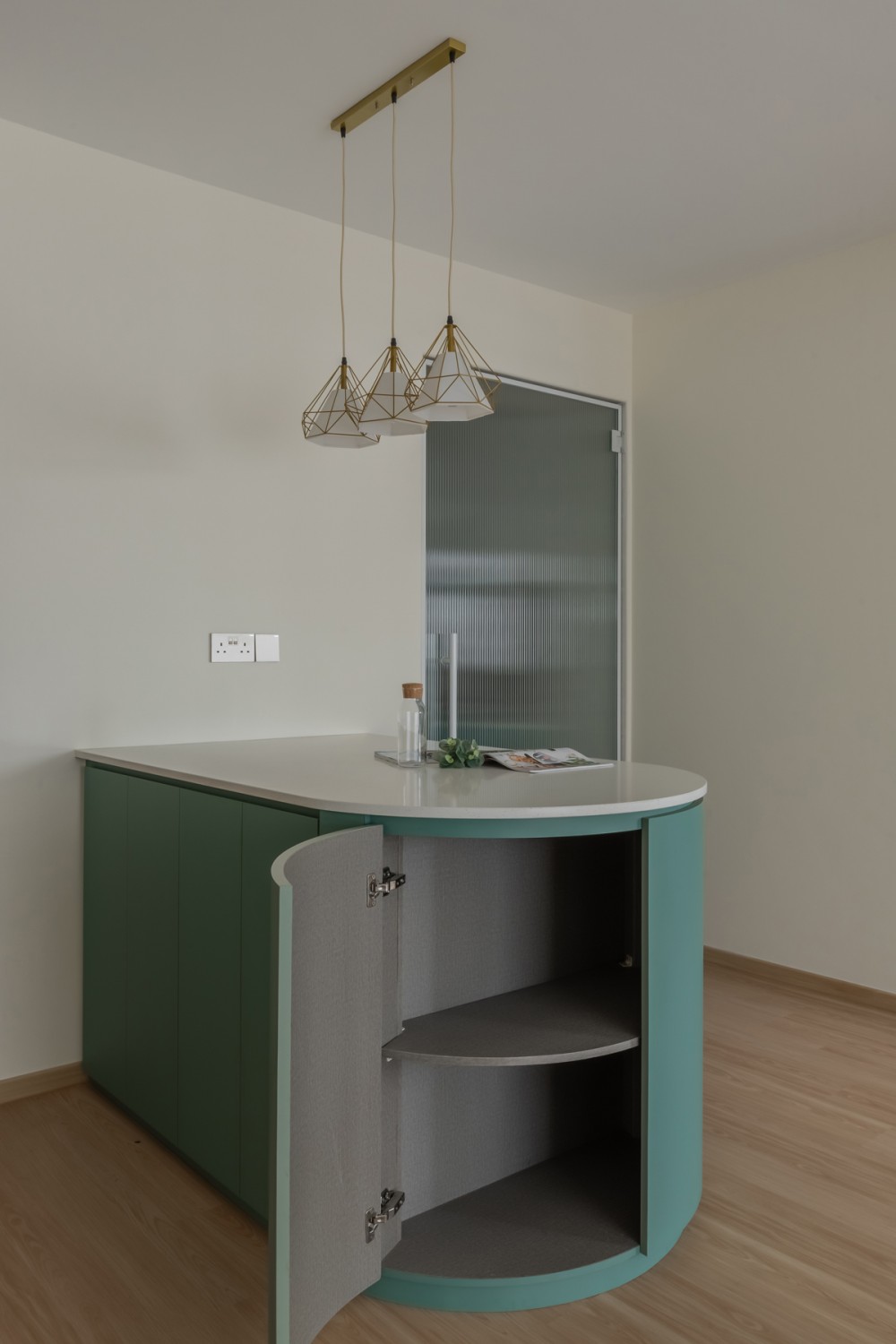 Scandinavian Entryway with Countertop and Kitchen Island