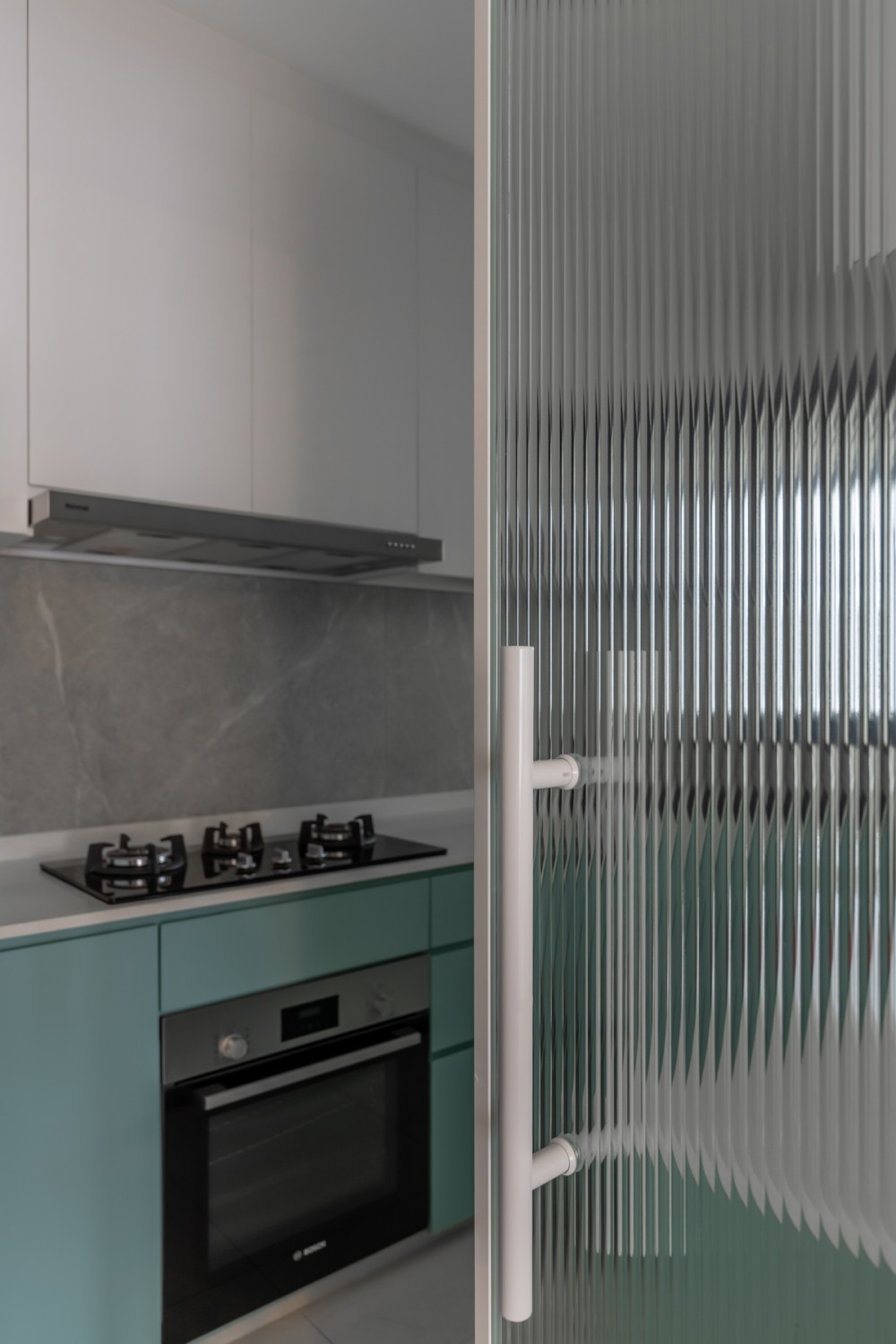 Scandinavian Kitchen with Countertop and Kitchen Backsplash