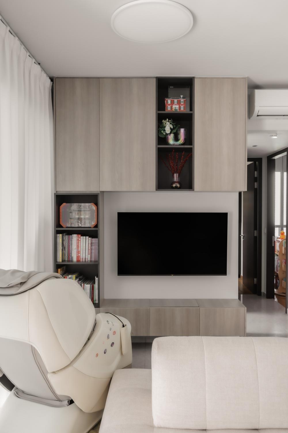 Modern Living Room with TV Console and Feature Wall