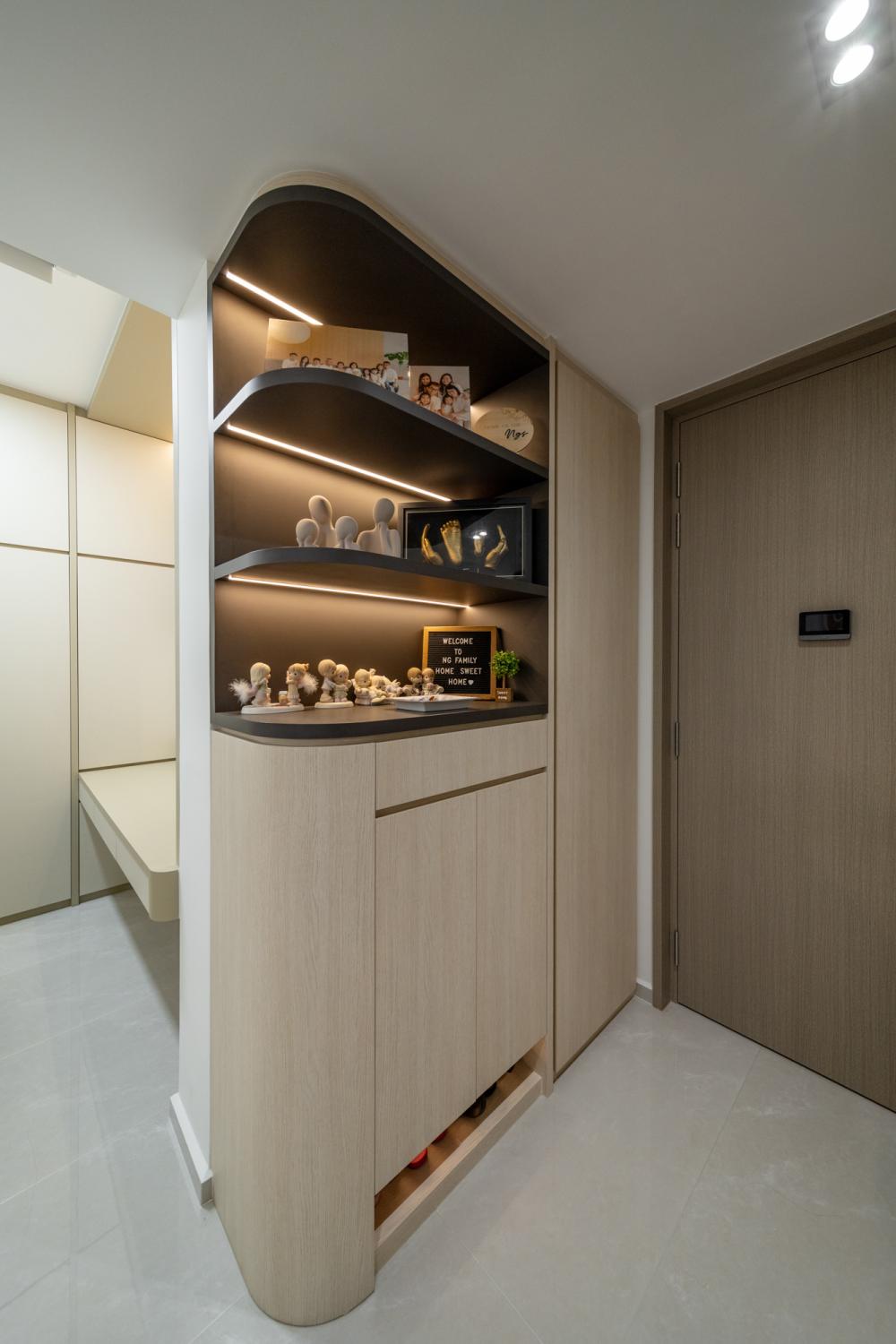 Modern Entryway with Drop Ceiling and Downlights