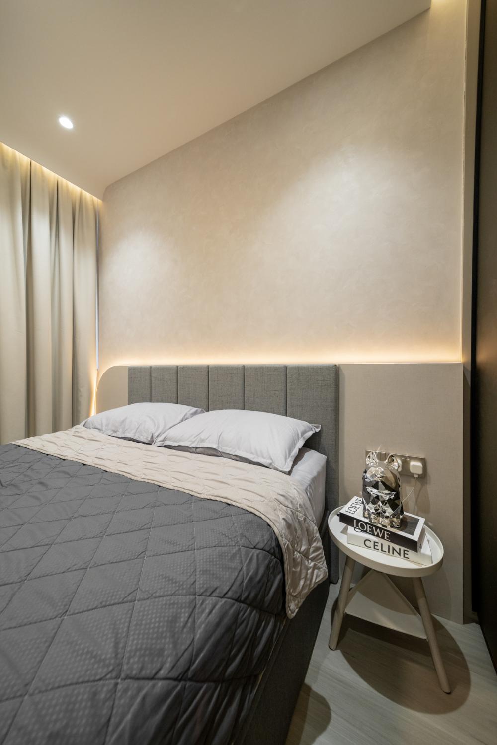 Modern Bedroom with Feature Wall and Cove Lighting