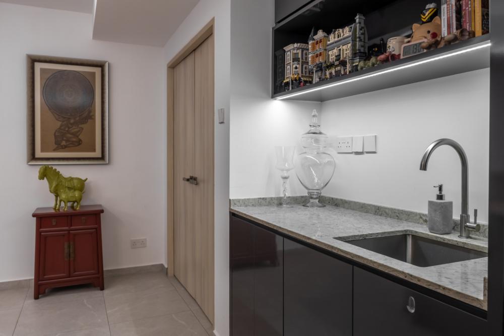 Asian Pantry with Kitchen Island and Tableware