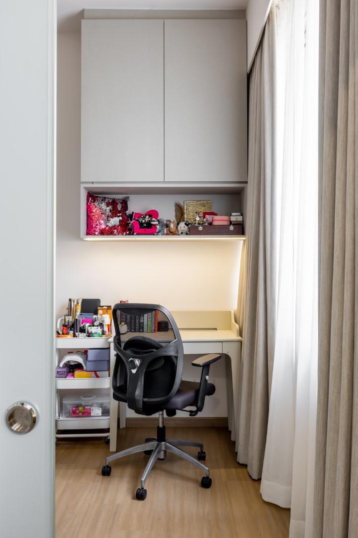 Asian Study with Bookshelf and Computer