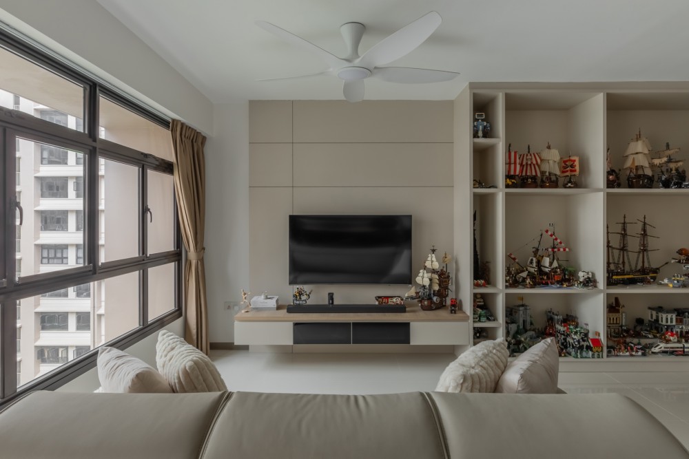 Modern Living Room with TV Console and Feature Wall
