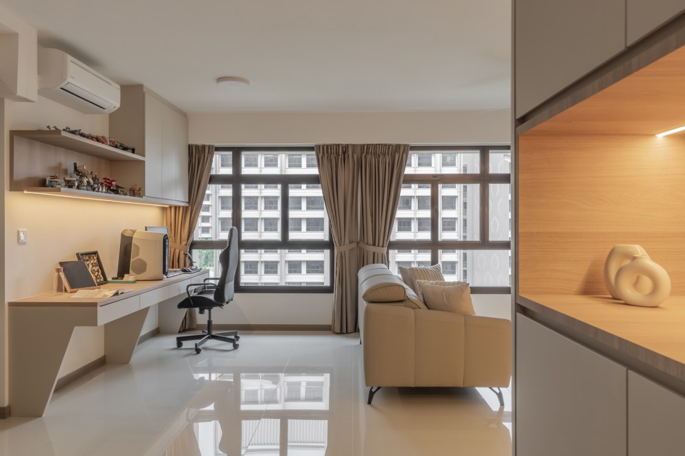 Modern Living Room with Curtain and Sofa