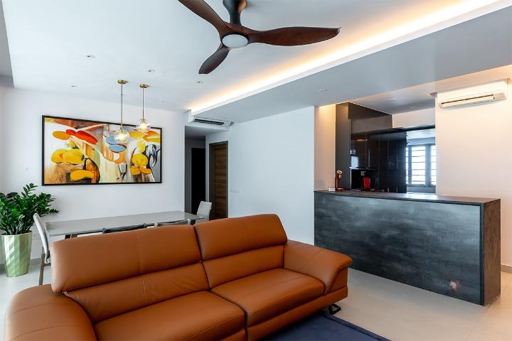 Modern Living Room with Feature Wall and Drop Light