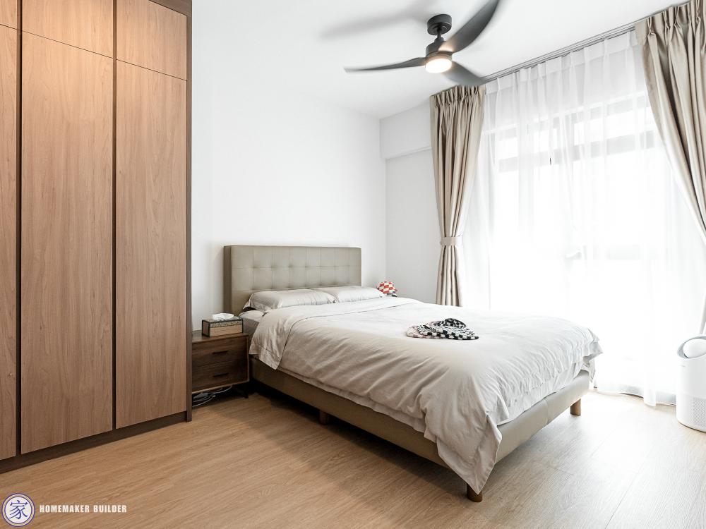 Scandinavian Bedroom with Wardrobe and Ceiling Fan
