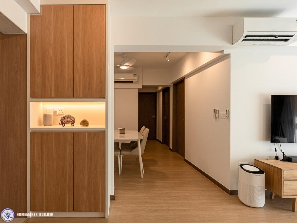 Scandinavian Entryway with Vinyl Flooring and TV Console