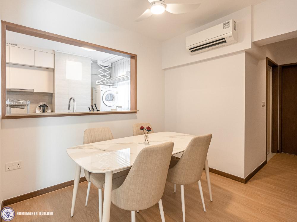 Scandinavian Dining Room with Countertop and Vinyl Flooring