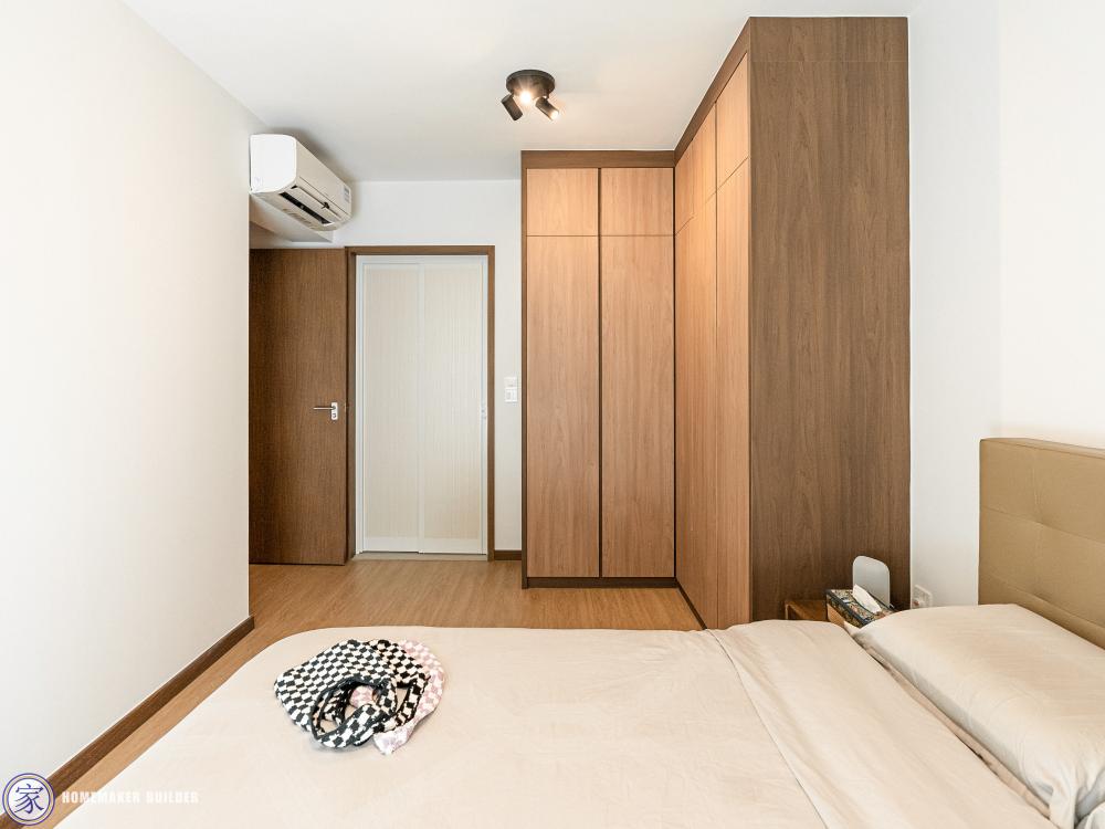 Scandinavian Bedroom with Wardrobe and Bedside Table