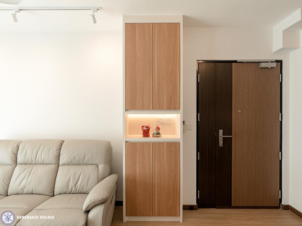 Scandinavian Foyer with Sofa and Storage Cabinets