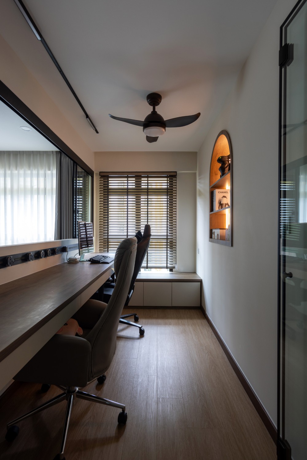 Contemporary Study with Desk and Desk Chairs