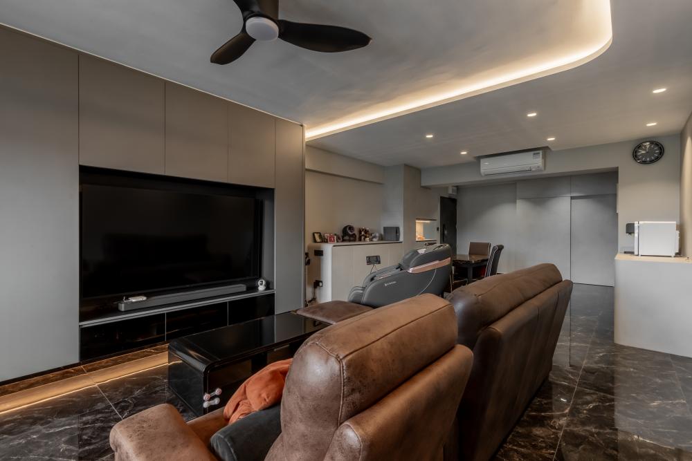 Modern Living Room with Downlights and Sofa