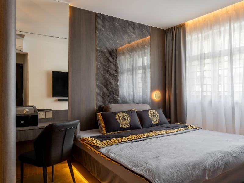 Modern Bedroom with Feature Wall and Built-in Bed
