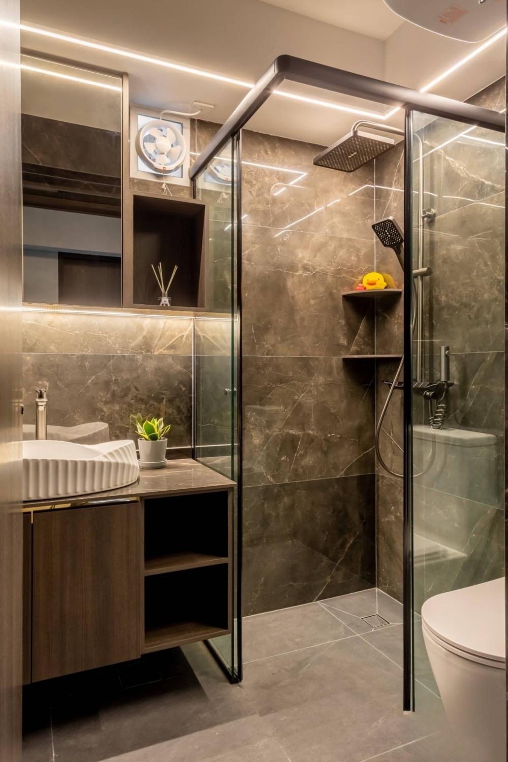 Modern Bathroom with Countertop and Granite Floor