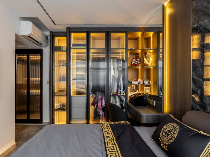 Modern Bedroom with Wardrobe and Built-in Bed