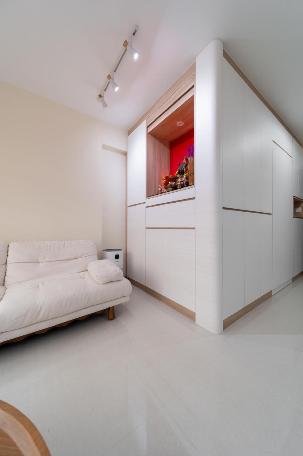 Contemporary Living Room with Homogeneous Tiles and Sofa