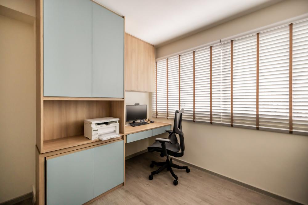 Modern Study with Bookshelf and Desk Chairs