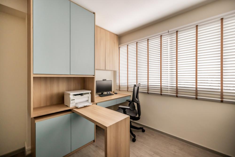 Modern Workstation with Storage Cabinets and Small Storage