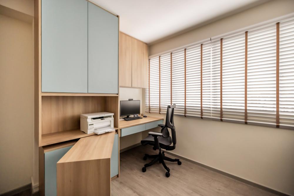 Modern Workstation with Desk and Storage Cabinets