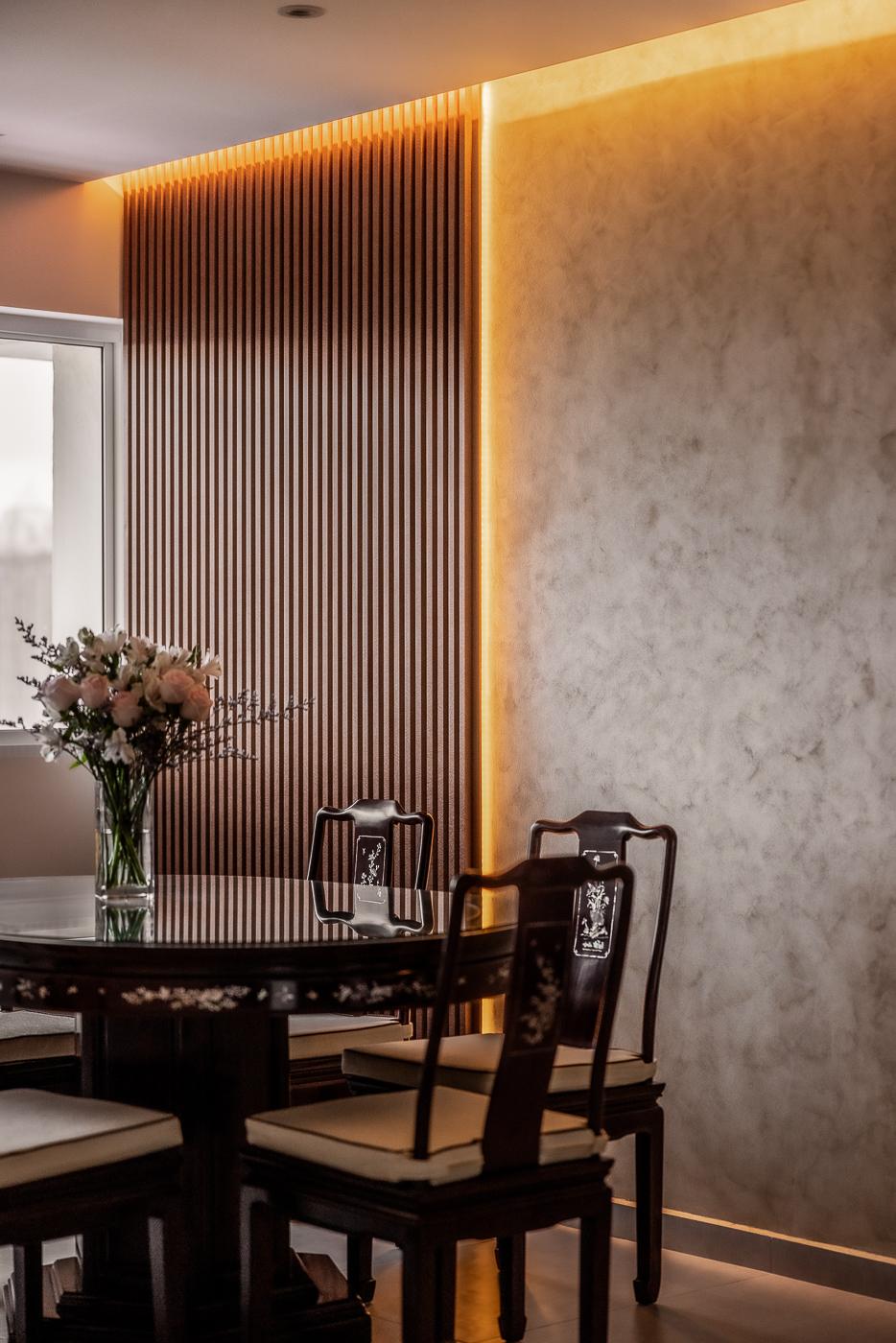 Modern Dining Room with Drop Light and Cove Lighting