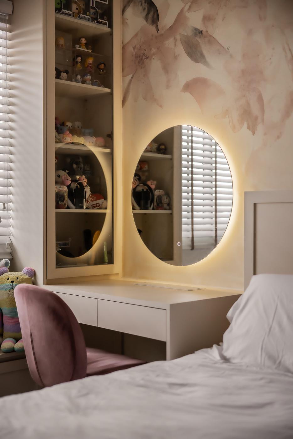 Modern Studio with Bookshelf and Bedside Table