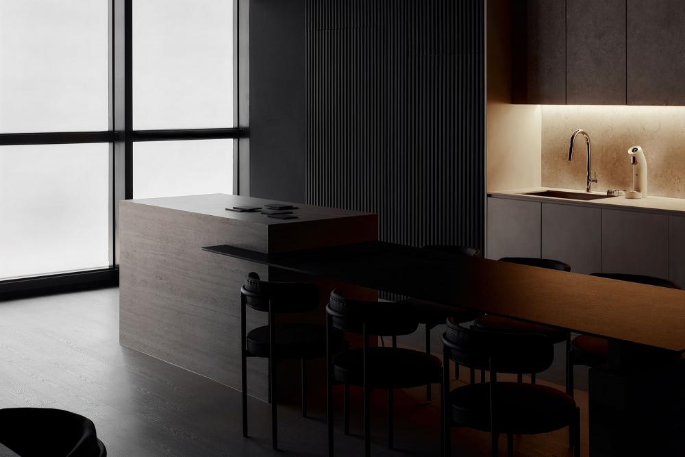 Contemporary Kitchen with Countertop and Vinyl Flooring