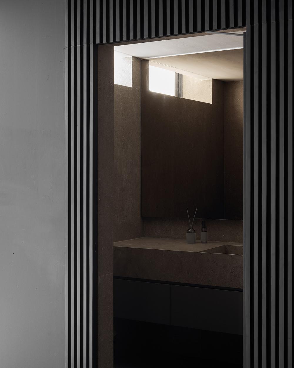 Contemporary Bathroom with Feature Wall and Mirror