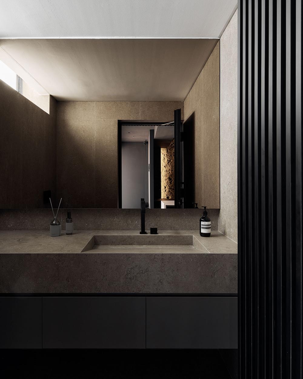 Contemporary Bathroom with Countertop and Mirror