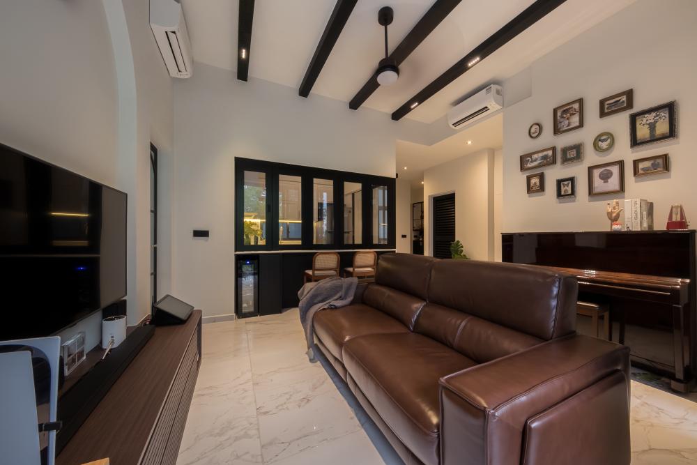 Modern Living Room with TV Console and Feature Wall