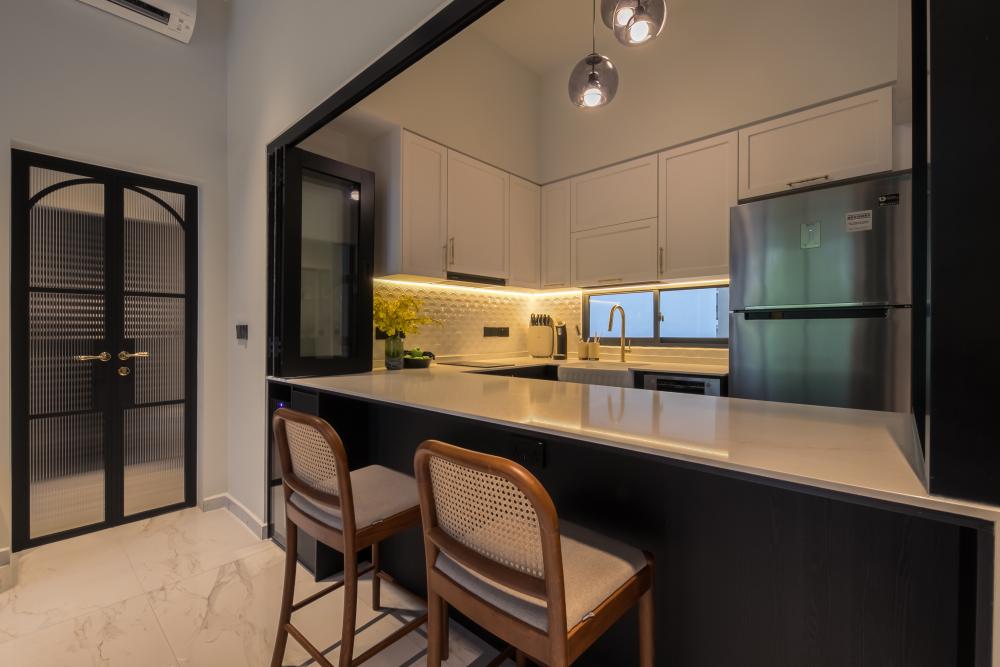 Modern Kitchen with Cupboard and Kitchen Accessories