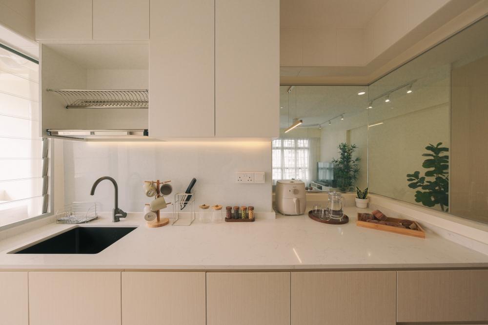 Scandinavian Kitchen with Kitchen Tap and Flooring