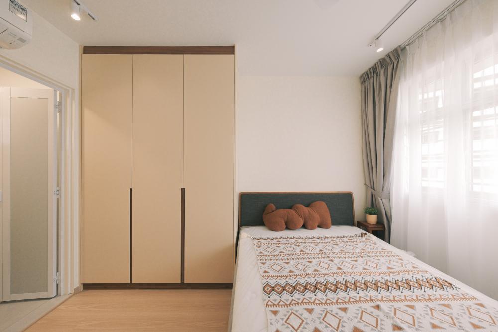 Scandinavian Bedroom with Bedside Table and Bedroom Dresser