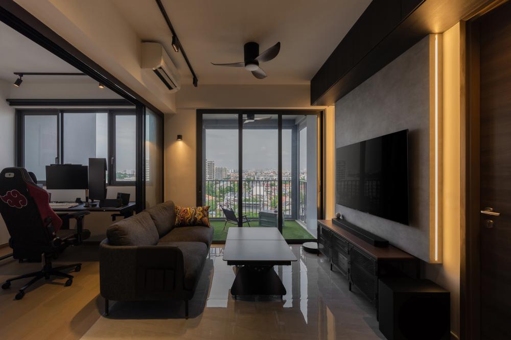 Minimalist Living Room with Feature Wall and Sofa