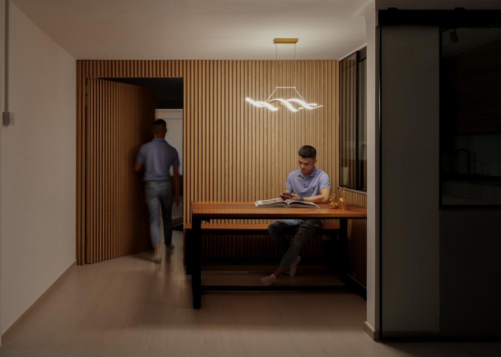 Contemporary Dining Room with Downlights and Dining Table
