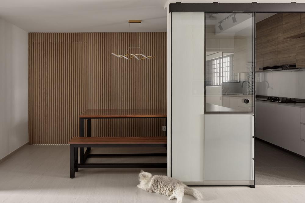 Contemporary Dining Room with Downlights and Dining Table