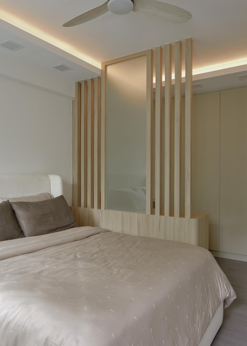 Contemporary Bedroom with Vinyl Flooring and Wardrobe