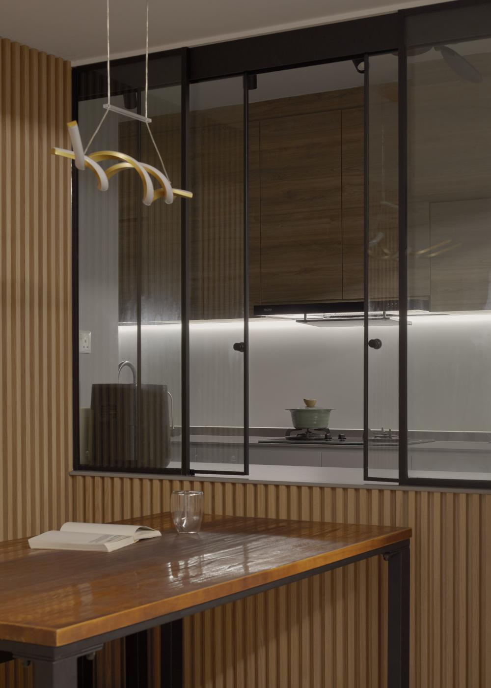 Contemporary Kitchen with Countertop and Granite Floor