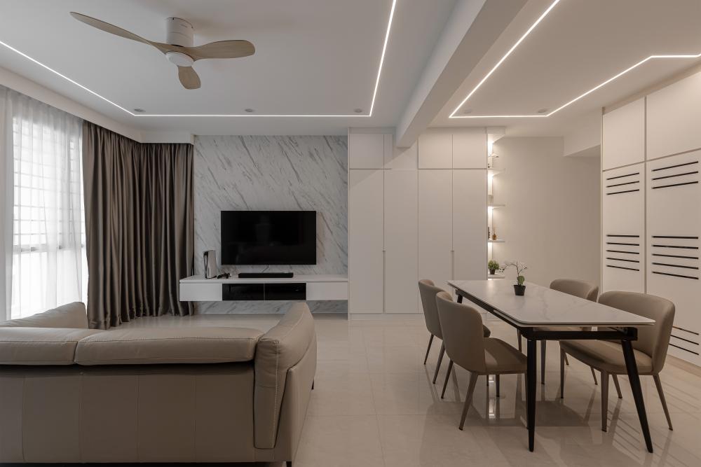 Contemporary Living Room with Settee and TV Console