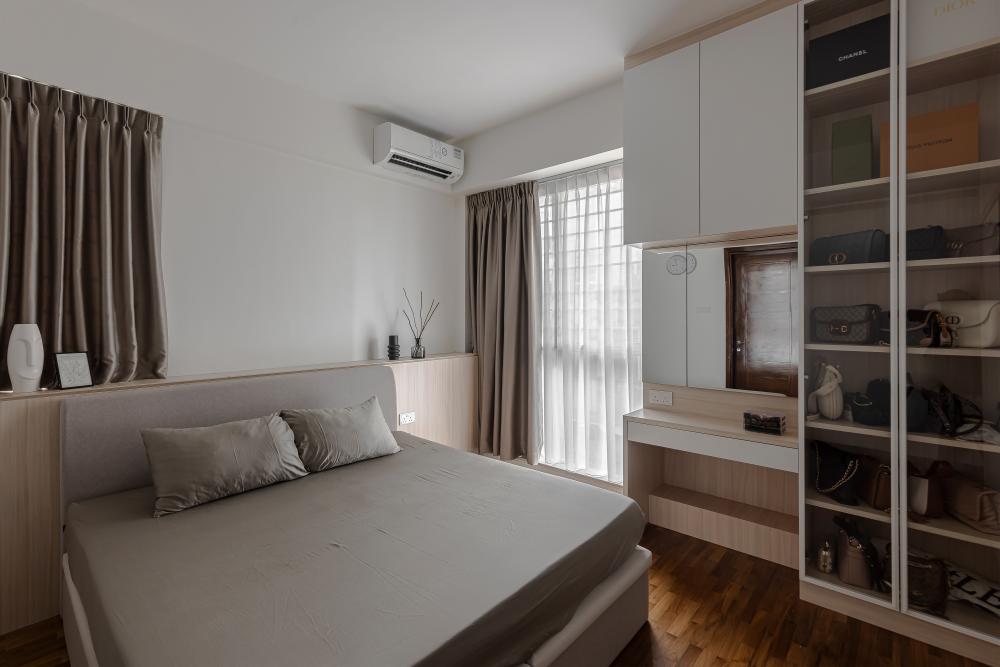 Contemporary Bedroom with Parquet Floor and Wardrobe