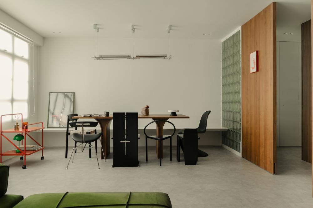 Vintage Dining Room with Ceiling Light and Dining Chairs